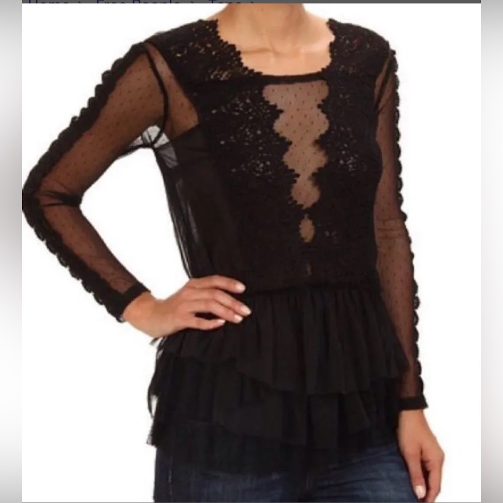 NWT Free People Midnight Memory lace top - Picture 2 of 15